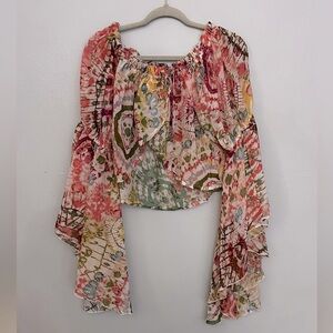 “Live 4 Truth” Bell Sleeve Crop Blouse with Flaired Sleeves| whimsical | boho